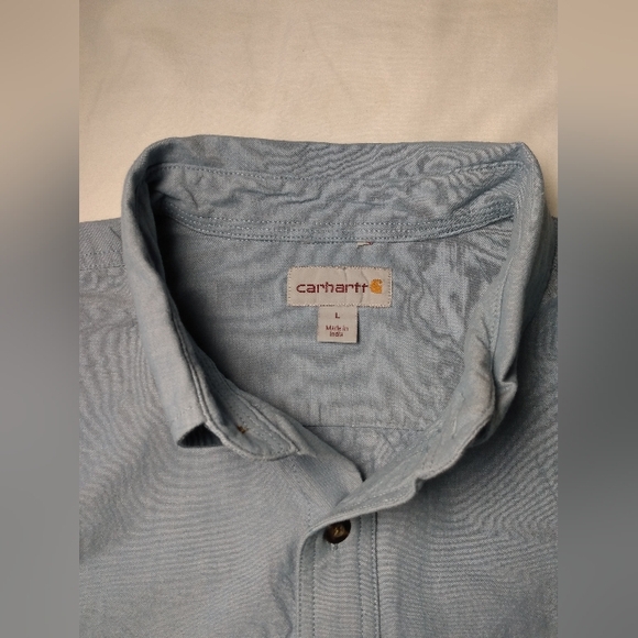 Like New Carhartt Soft Cotton Made in India Short Sleeve Button work Shirt L XL - Picture 6 of 13